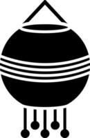 Round paper lantern glyph icon in flat style. vector