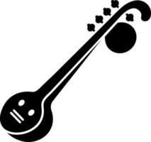 Black and White veena icon in flat style. vector