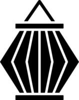 Flat style paper lantern icon in Black and White color. vector