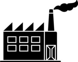 Black factory icon in flat style. vector