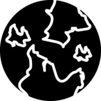 Black and White earth globe icon in flat style. vector