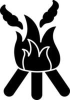 Illustration of bonfire icon in Black and White color. vector