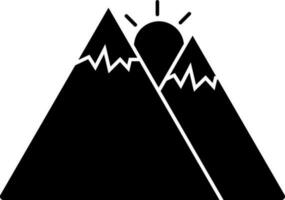 Sun rise mountain in black color. vector