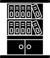 Flat style Black and White bookshelf or shelves icon. vector