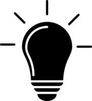 Illuminated light bulb icon in Black and White color. vector