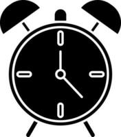 Black and White alarm clock in flat style. vector