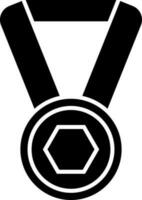 Isolated flat style Black and White medal icon or symbol. vector
