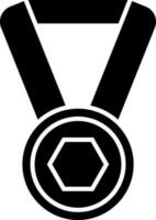 Isolated flat style Black and White medal icon or symbol. vector