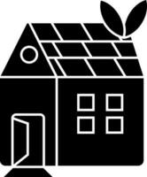 Flat style green house in Black and White color. Glyph sign or symbol. vector