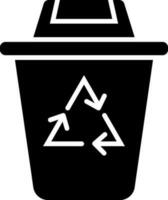 Icon of recycle bin or dustbin in Black and White color. vector