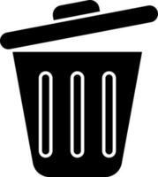 Icon of dustbin in Black and White color. vector