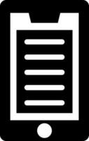 Black and White illustration of document paper on smartphone icon. vector