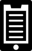 Black and White illustration of document paper on smartphone icon. vector