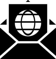 Illustration of global message letter glyph icon. vector