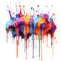 Exploding wet colorful paint on a transparent background png