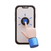 Hand Gesture Tap Stop Button 3D Illustration png