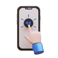 Hand Gesture Tap Backward Button 3D Illustration png