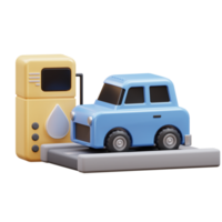 voiture gaz station 3d illustration png