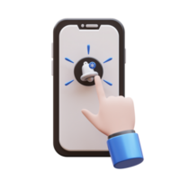 Hand Gesture Tap Notification Button 3D Illustration png