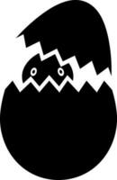 Chick broken egg glyph icon or symbol. vector