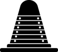 Traffic cone in Black and White color. Glyph icon or symbol. vector