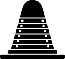 Traffic cone in Black and White color. Glyph icon or symbol. vector