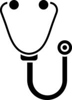 Glyph icon or symbol of Black and White stethoscope. vector