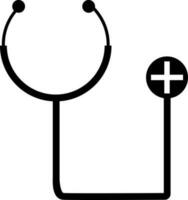 Glyph icon or symbol of stethoscope in Black and White color. vector