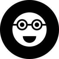 Nerd face emoji icon in Black and White color. vector