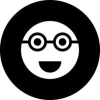 nerd cara emoji icono en negro y blanco color. vector