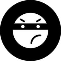 Thief emoji face character glyph icon or symbol. vector