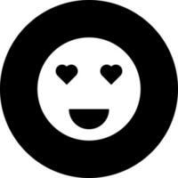 Black and White heart eyes face emoji character icon in flat style. vector