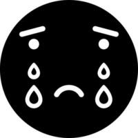 Crying emoji character glyph icon or symbol. vector