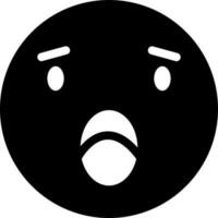 Black and White illustration of shocked emoji face icon. vector