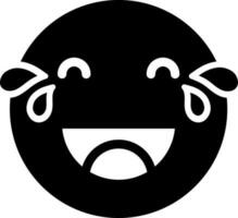 Crying emoticon face character glyph icon. vector