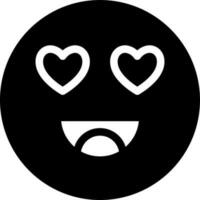 negro y blanco corazón ojos cara emoji personaje icono en plano estilo. vector