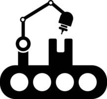 tractor grua icono en negro y blanco color. vector