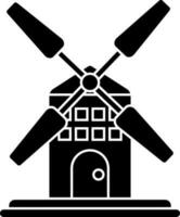 Black and white windmill icon on white background. vector