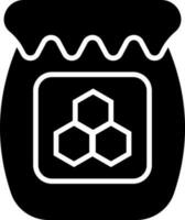 Isolated Black and White honey pot in flat style. vector