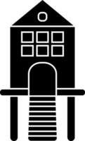 Black and White chicken coop icon in flat style. vector