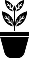 Icon of Black and White leaves plant in pot. vector