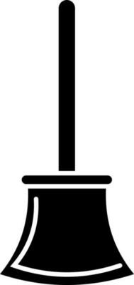 Black broom icon in flat style.