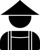 Icon of silhouette farmer icon in Black and White color. vector
