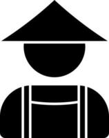 Icon of silhouette farmer icon in Black and White color. vector