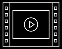 Black and White video player icon in glyph style. vector