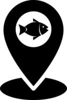 Fishing location pointer glyph icon. vector