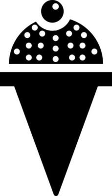 Ice cream cone icon in Black and White color.