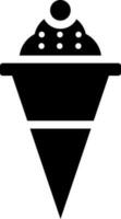 Ice cream cone icon in Black and White color. vector