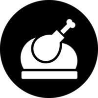 Roast chicken icon in Black and White color. vector