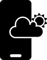 Weather app in smartphone sign or symbol. vector